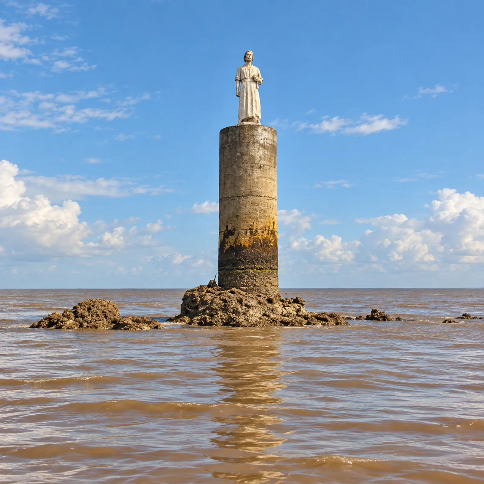 Pedra do Guindaste, com a imagem de São José, no Rio Amazonas.