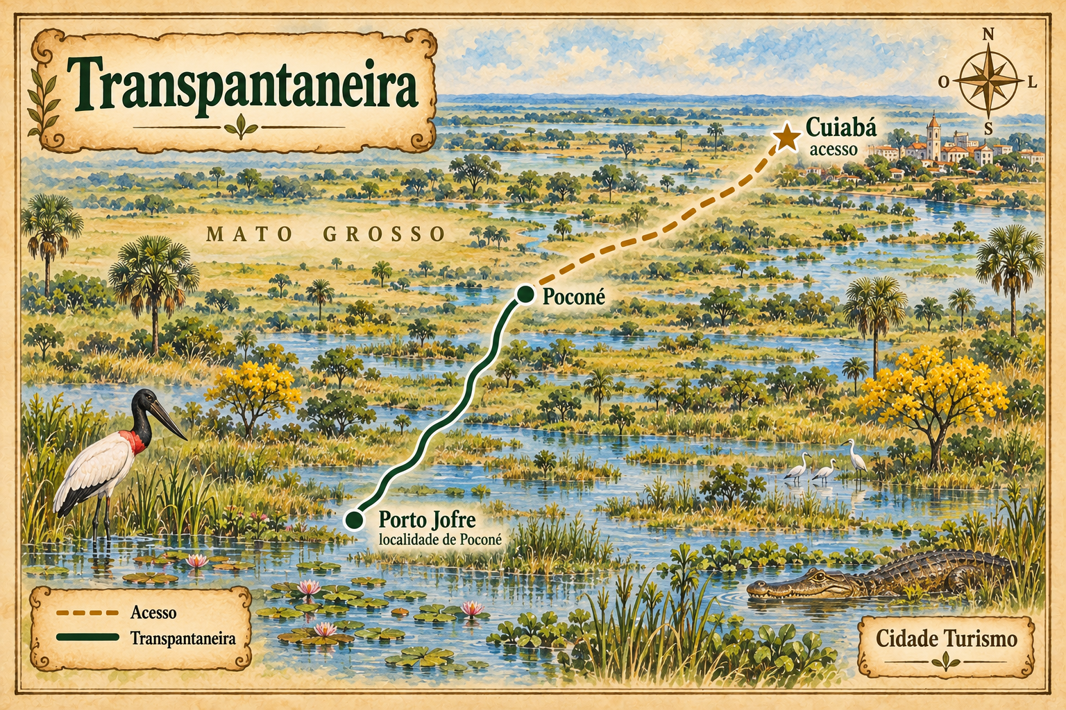 Mapa ilustrado da Transpantaneira