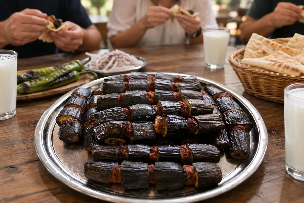 Urfa patlıcanlı kebabı — Şanlıurfa, Turquia