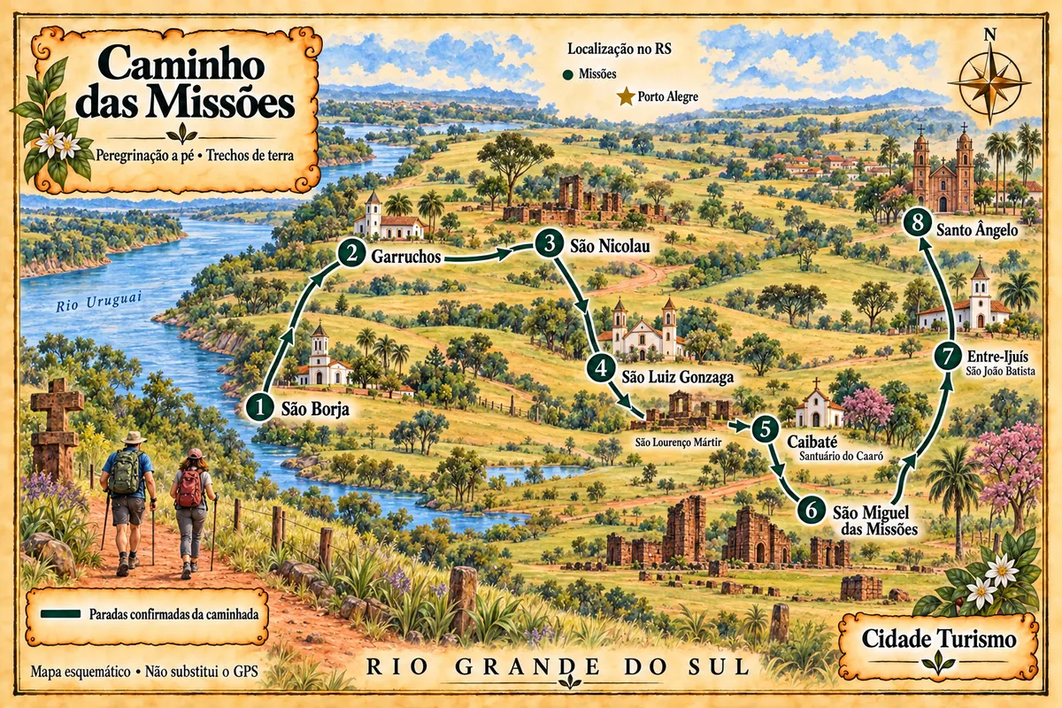 Mapa ilustrado da Caminho das Missões