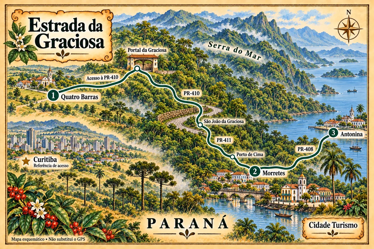 Mapa ilustrado da Estrada da Graciosa