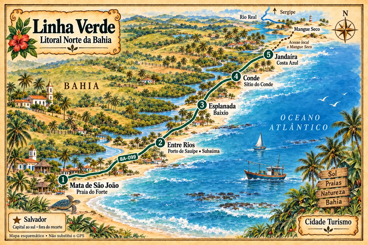 Mapa ilustrado da Linha Verde