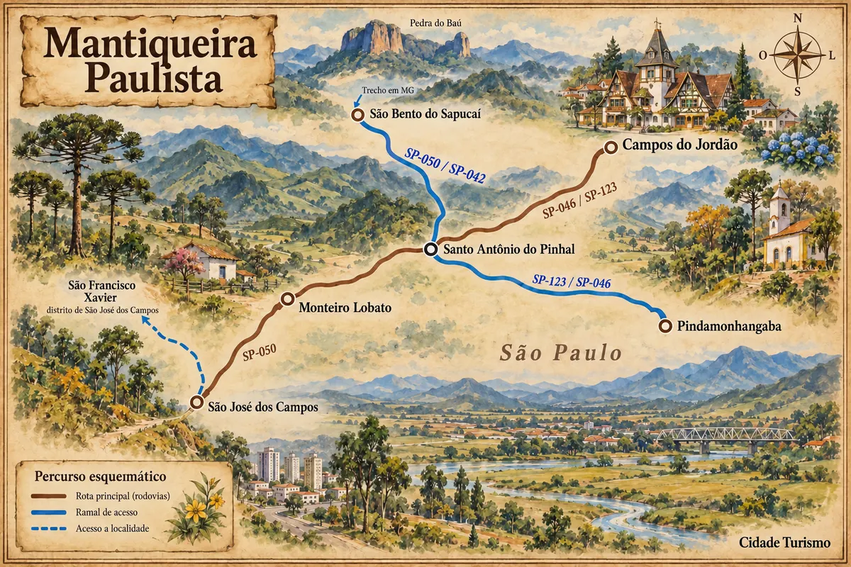 Mapa ilustrado da Mantiqueira Paulista