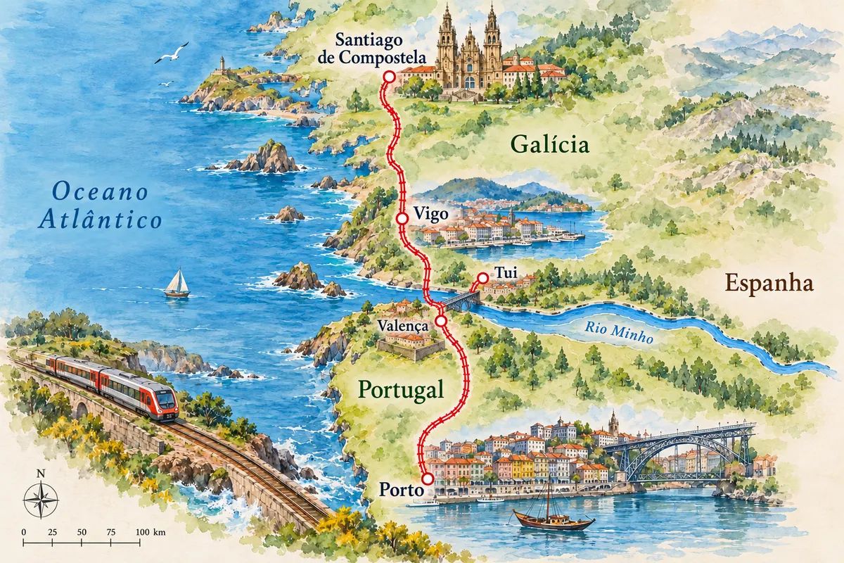 Porto–Vigo–Santiago de Compostela de trem