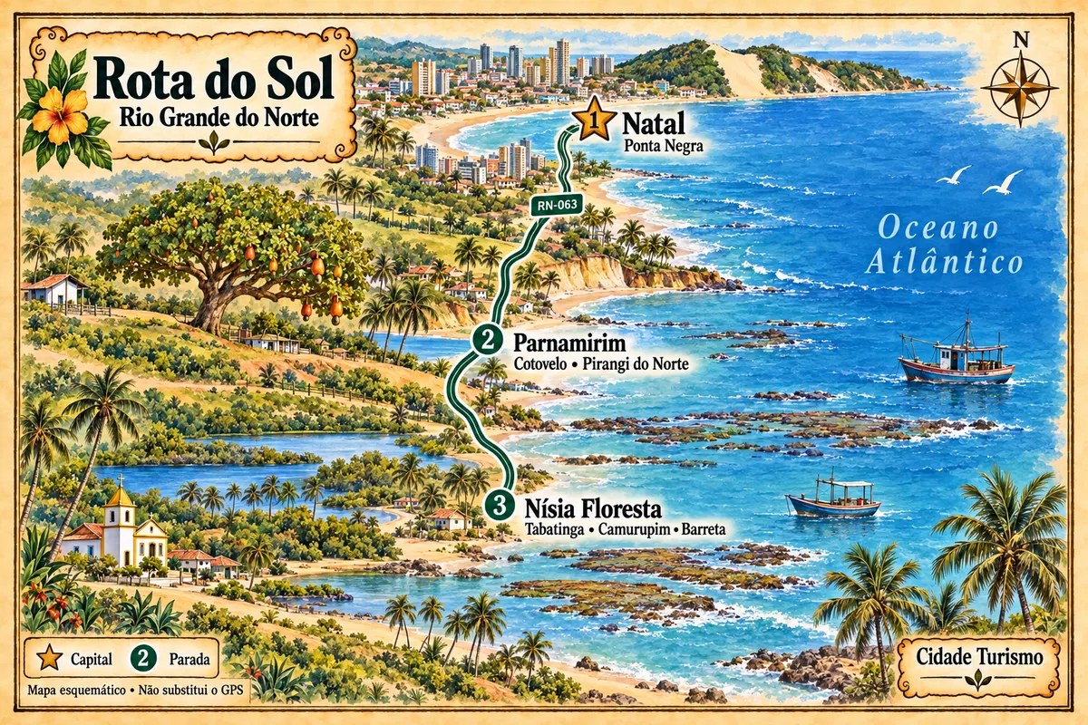 Mapa ilustrado da Rota do Sol