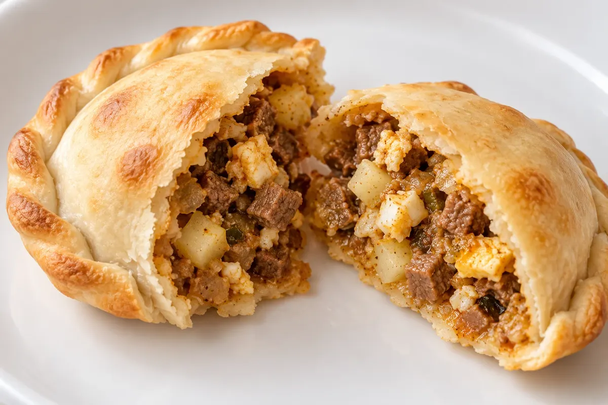 Empanada salteña: recheio de carne, batata e ovo.