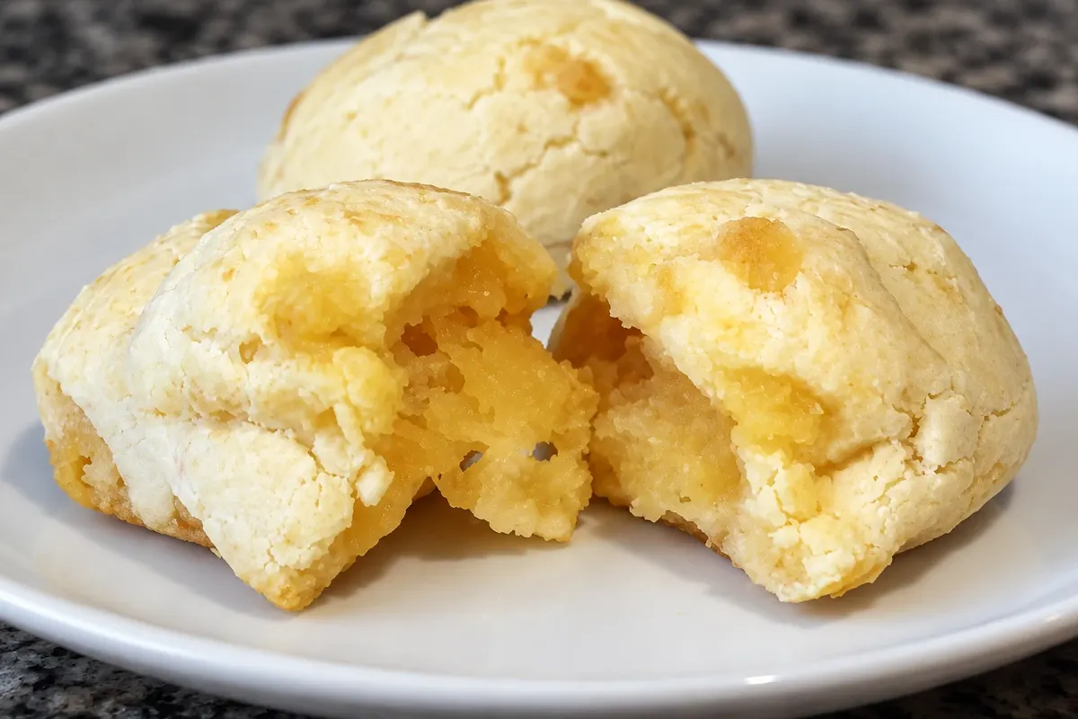 Chipa partida: detalhe da crosta e do miolo de polvilho com queijo.