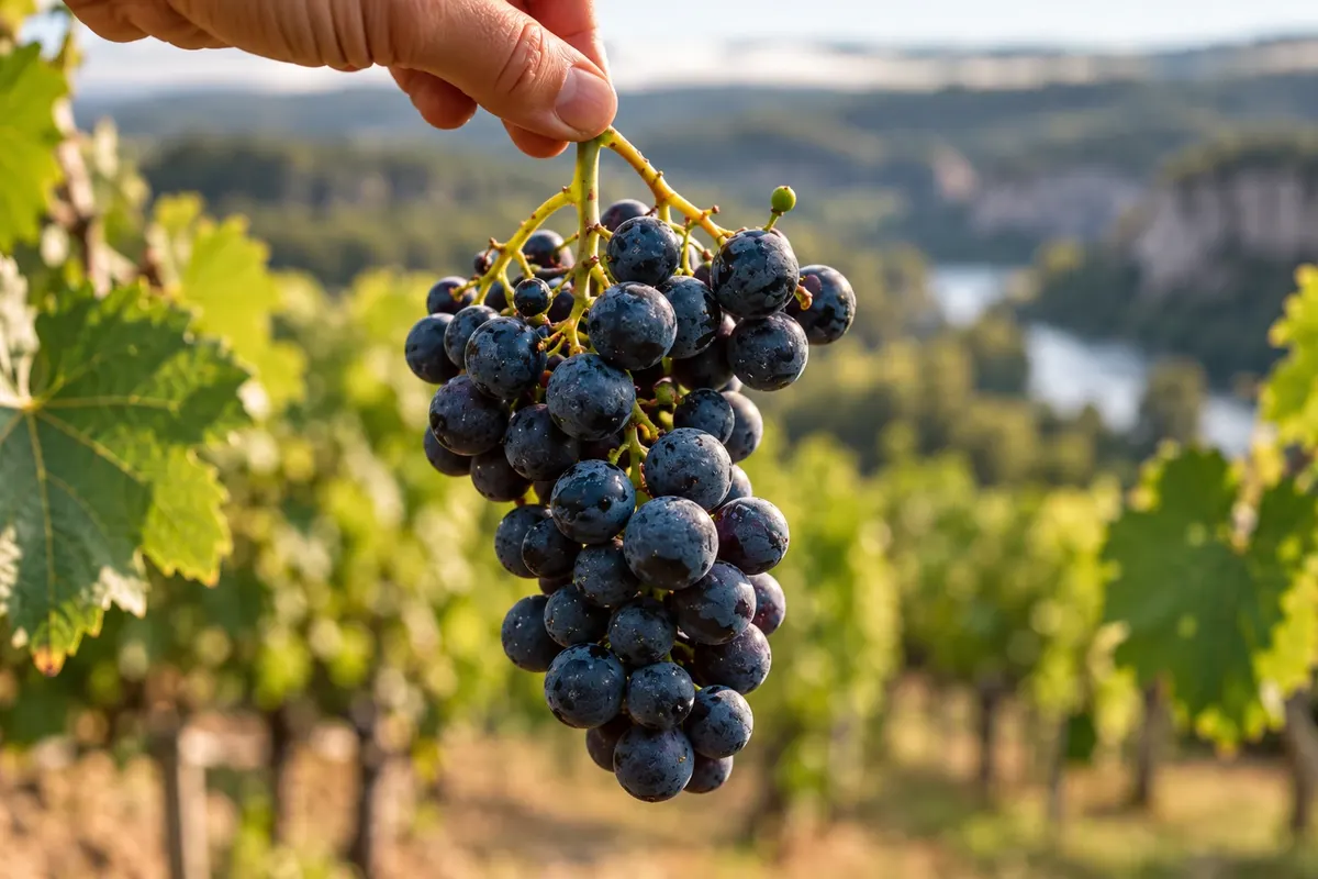 Uvas tintas usadas na produção do vinho de Cahors.