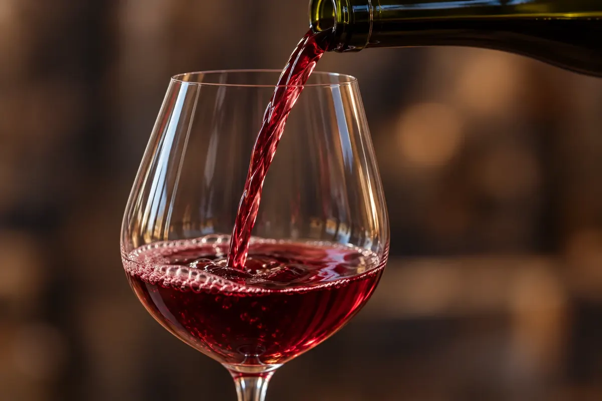 Detalhe do serviço de Central Otago Pinot Noir na taça.